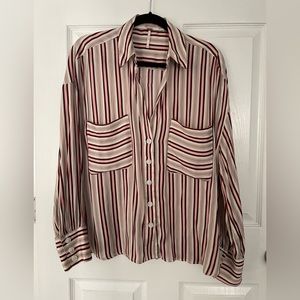 Free People Satin Button Down Shirt